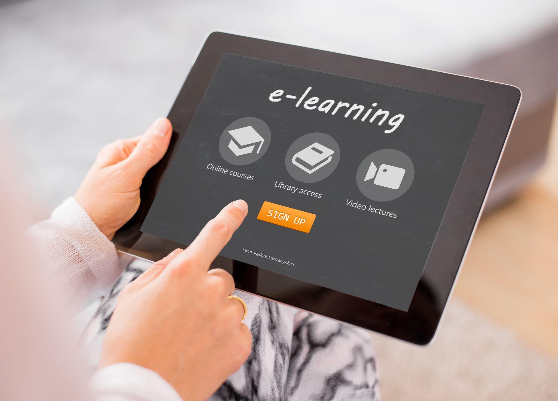 Beispiel einer E-Learning-Website auf einem Tablet-Computer